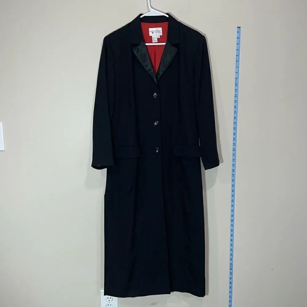 Beautiful Vintage Black Button Up Trench Coat By Reflections By Spiegel. Size 10